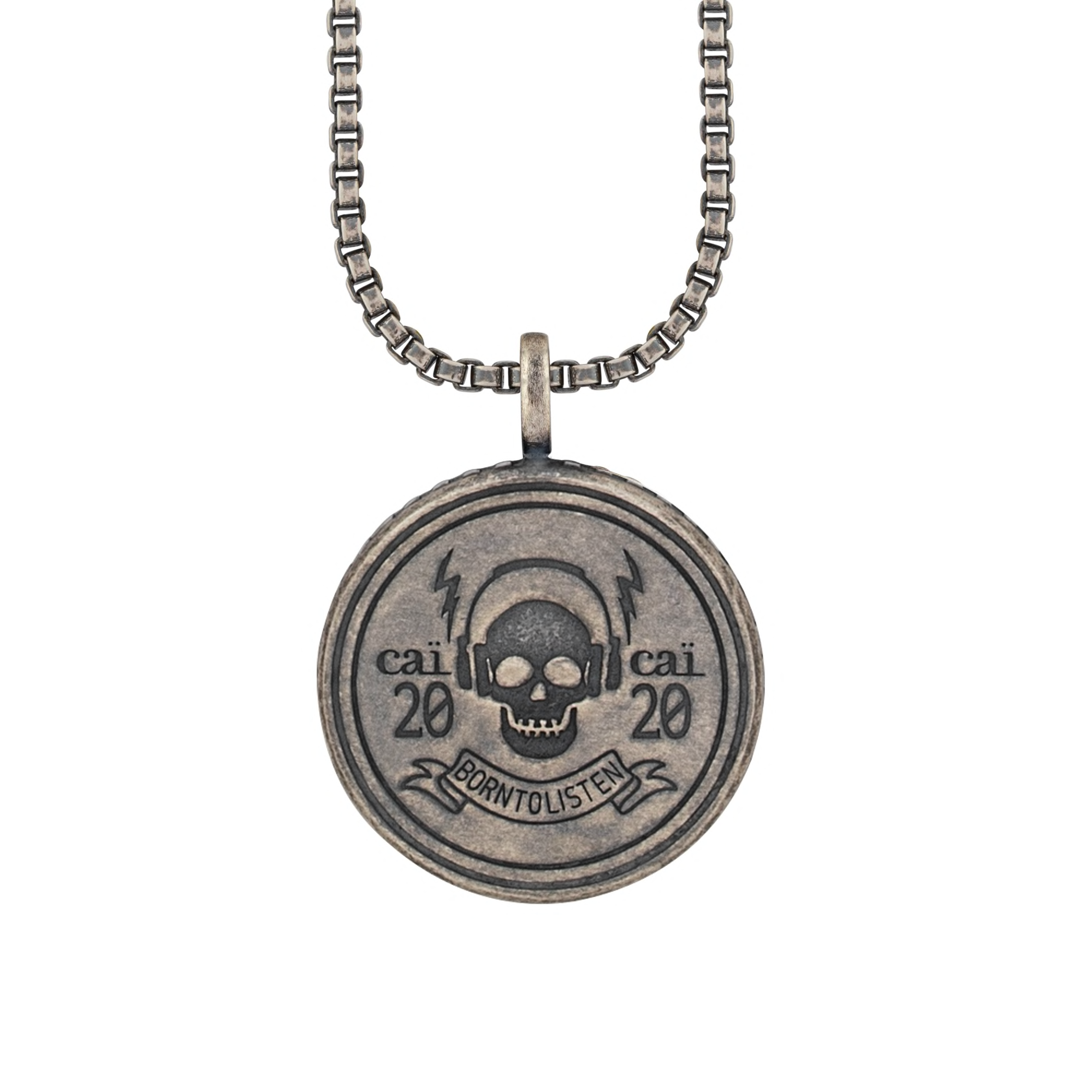 CAÏ Kette mit Anhänger "925/- Silber matt oxidiert Rock Music Skull Wappen" günstig online kaufen