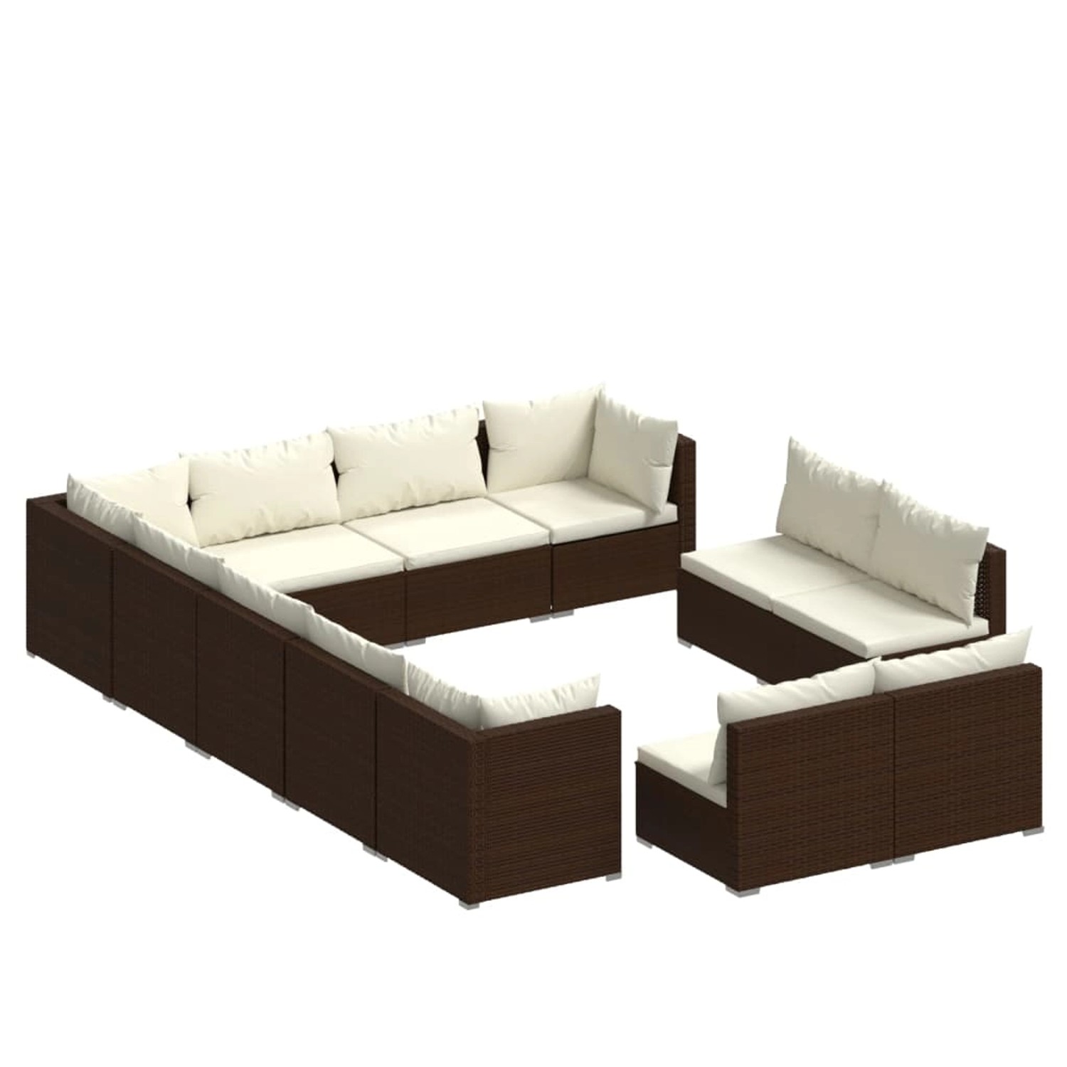 Vidaxl 12-tlg. Garten-lounge-set Mit Kissen Braun Poly Rattan günstig online kaufen