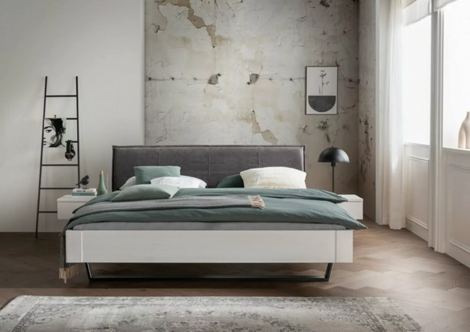 Natur24 Einzelbett Kiel Bett 145 x 220 x 87 cm Kiefernholz Polyester Weiß günstig online kaufen