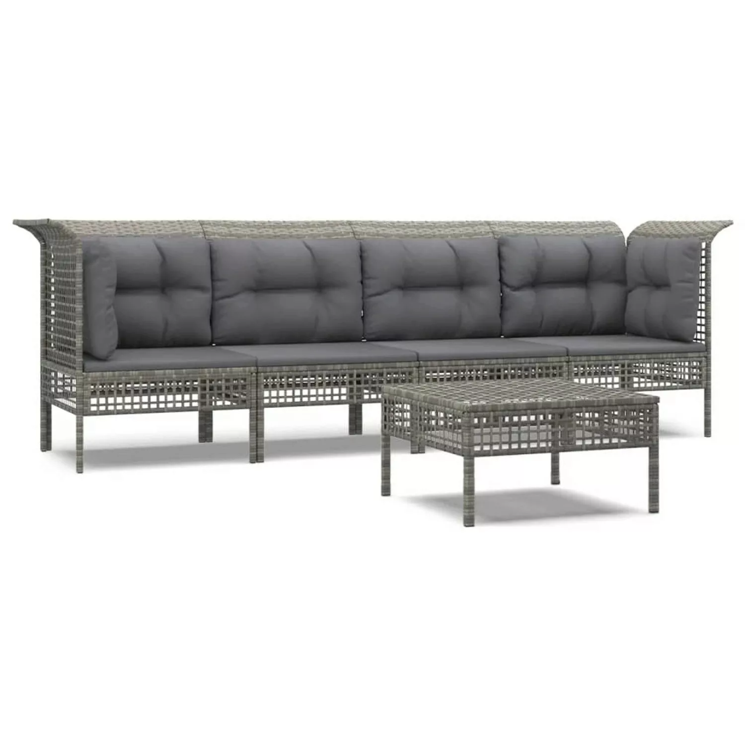 Vidaxl 5-tlg. Garten-lounge-set Mit Kissen Grau Poly Rattan günstig online kaufen