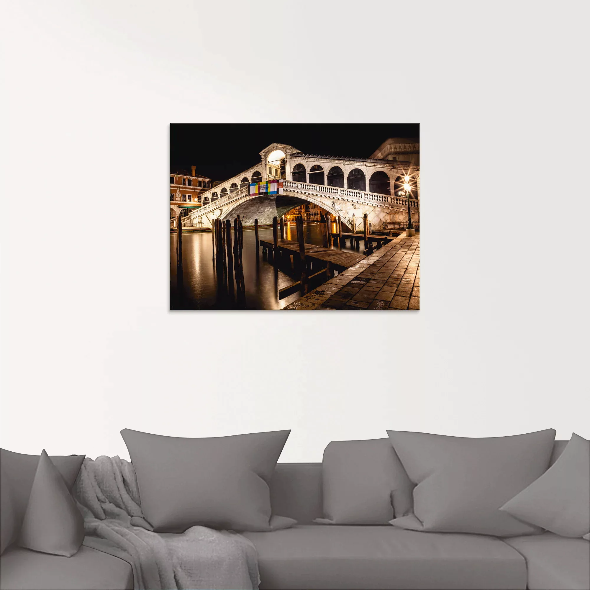 Artland Glasbild »Venedig Canal Grande & Rialto Brücke II«, Brücken, (1 St. günstig online kaufen