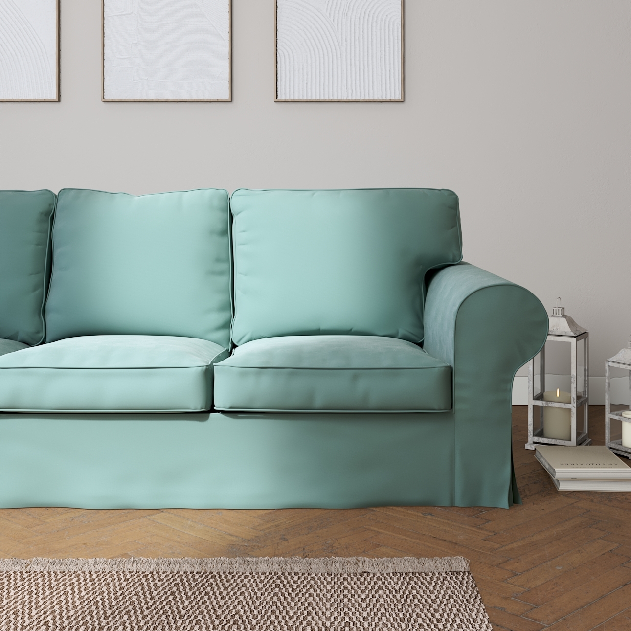 Bezug für Ektorp 3-Sitzer Sofa nicht ausklappbar, mintgrün, Sofabezug für E günstig online kaufen