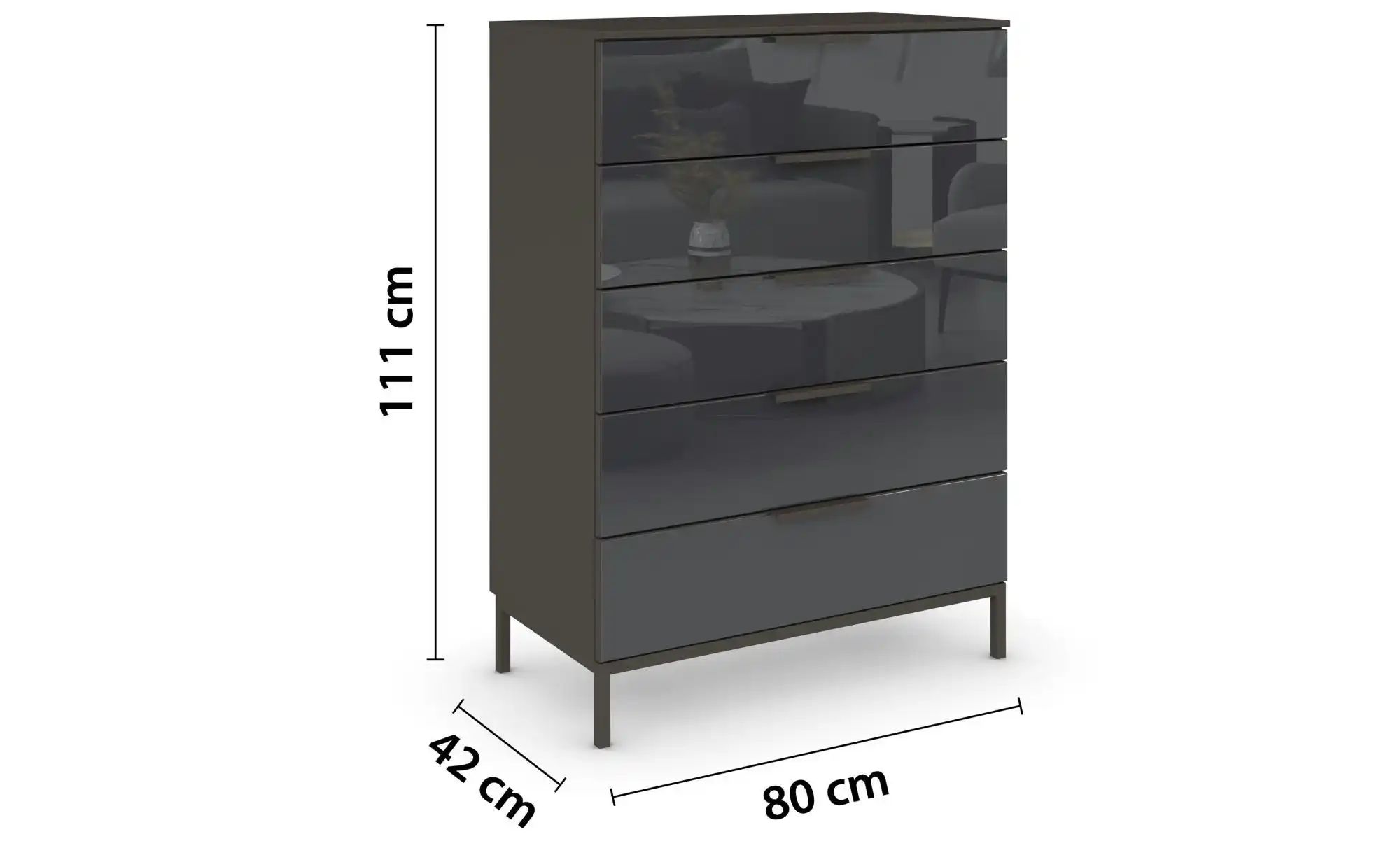 Kommode ¦ schwarz ¦ Maße (cm): B: 80 H: 111 Kommoden & Sideboards > Kommode günstig online kaufen