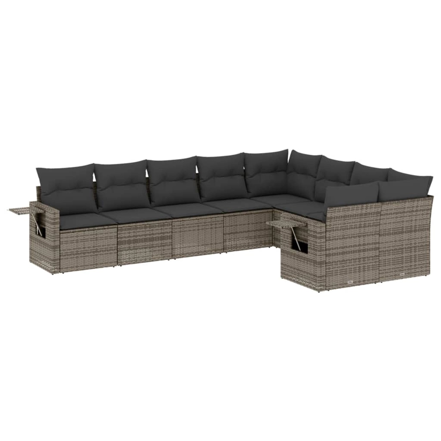 vidaXL 9-Tlg Garten-Sofagarnitur mit Kissen Grau Poly Rattan 3252977 günstig online kaufen