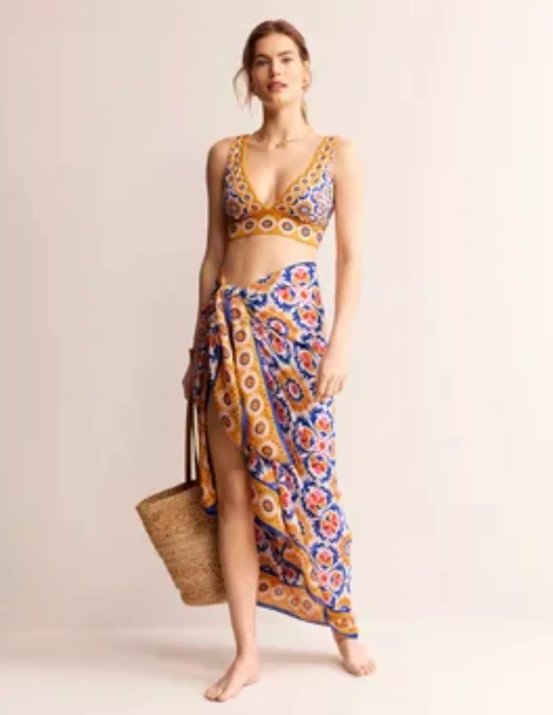 Sarong-Schal mit Muster Damen Boden, Künstlerisches Gold, Mosaik Blüte günstig online kaufen