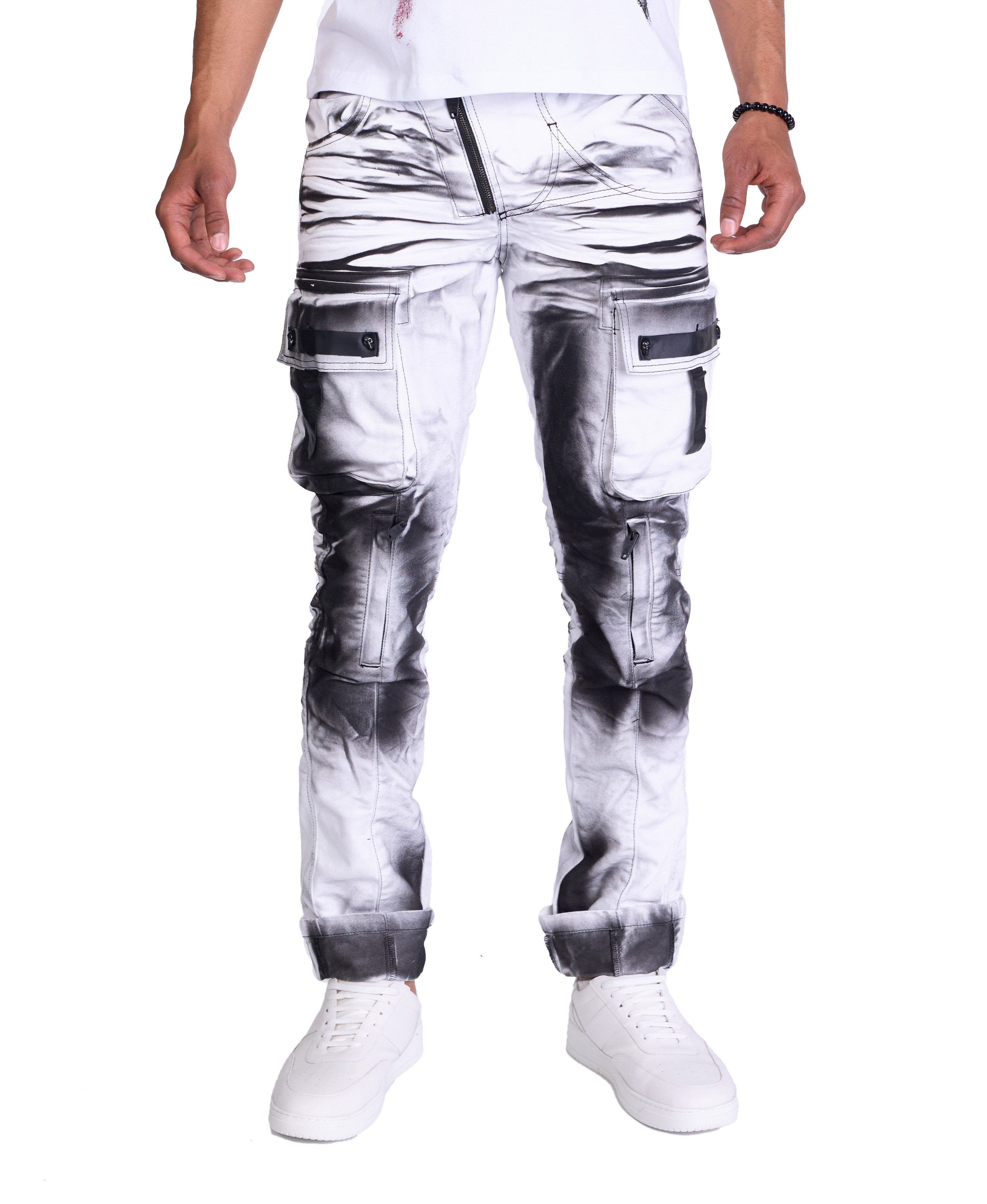 KINGZ Cargojeans Rebelische Herren Designer Cargojeans günstig online kaufen