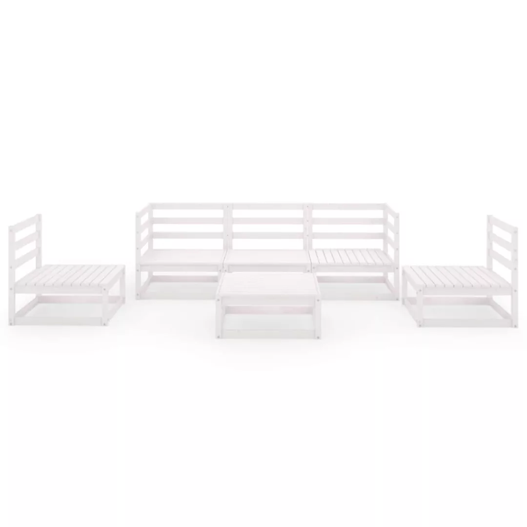 6-tlg. Garten-lounge-set Weiß Kiefer Massivholz günstig online kaufen