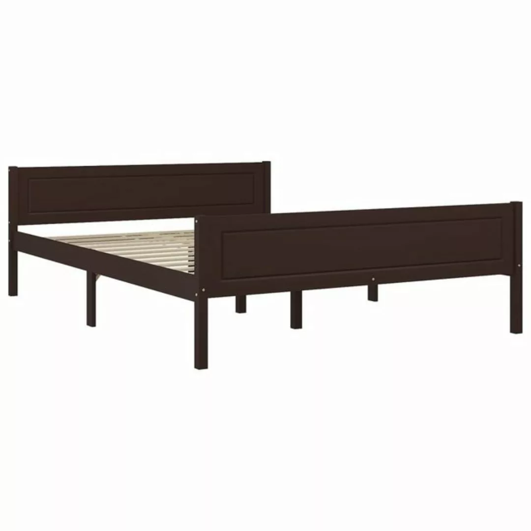 vidaXL Bettgestell Massivholzbett Kiefer Dunkelbraun 160x200 cm Doppelbett günstig online kaufen