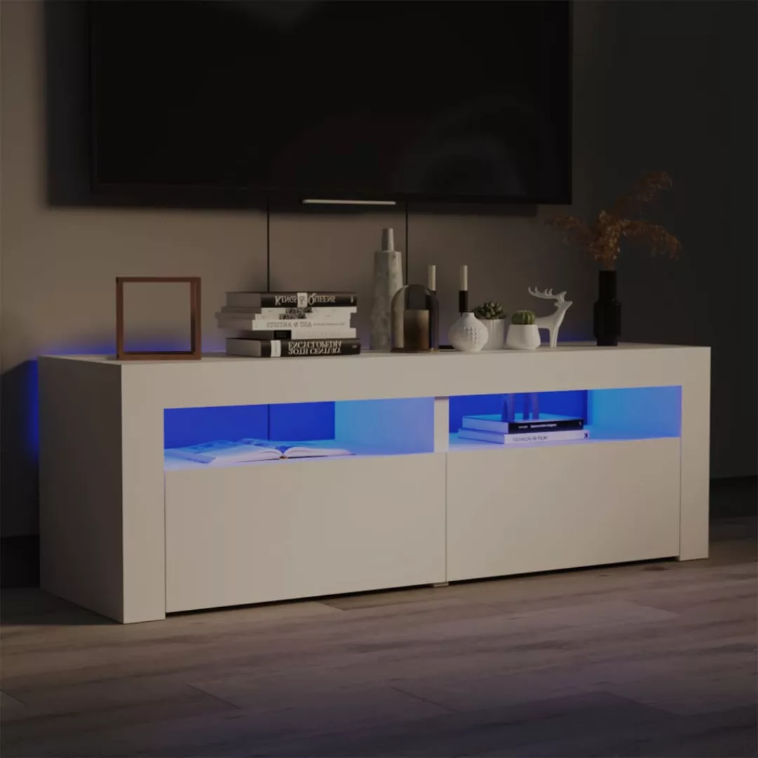 vidaXL TV-Schrank TV-Schrank mit LED Leuchten Weiß 120x35x40 cm Lowboard günstig online kaufen