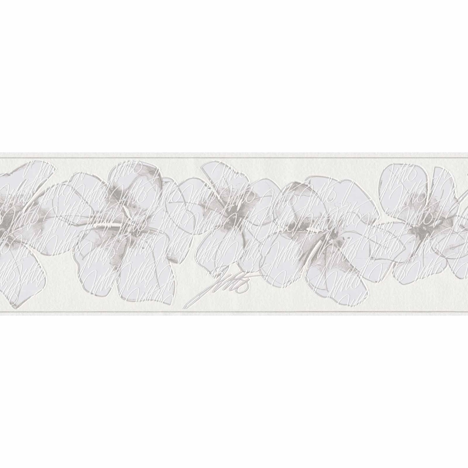 Bricoflor Moderne Tapetenbordüre in Weiß und Grau Blumen Tapeten Bordüre Id günstig online kaufen