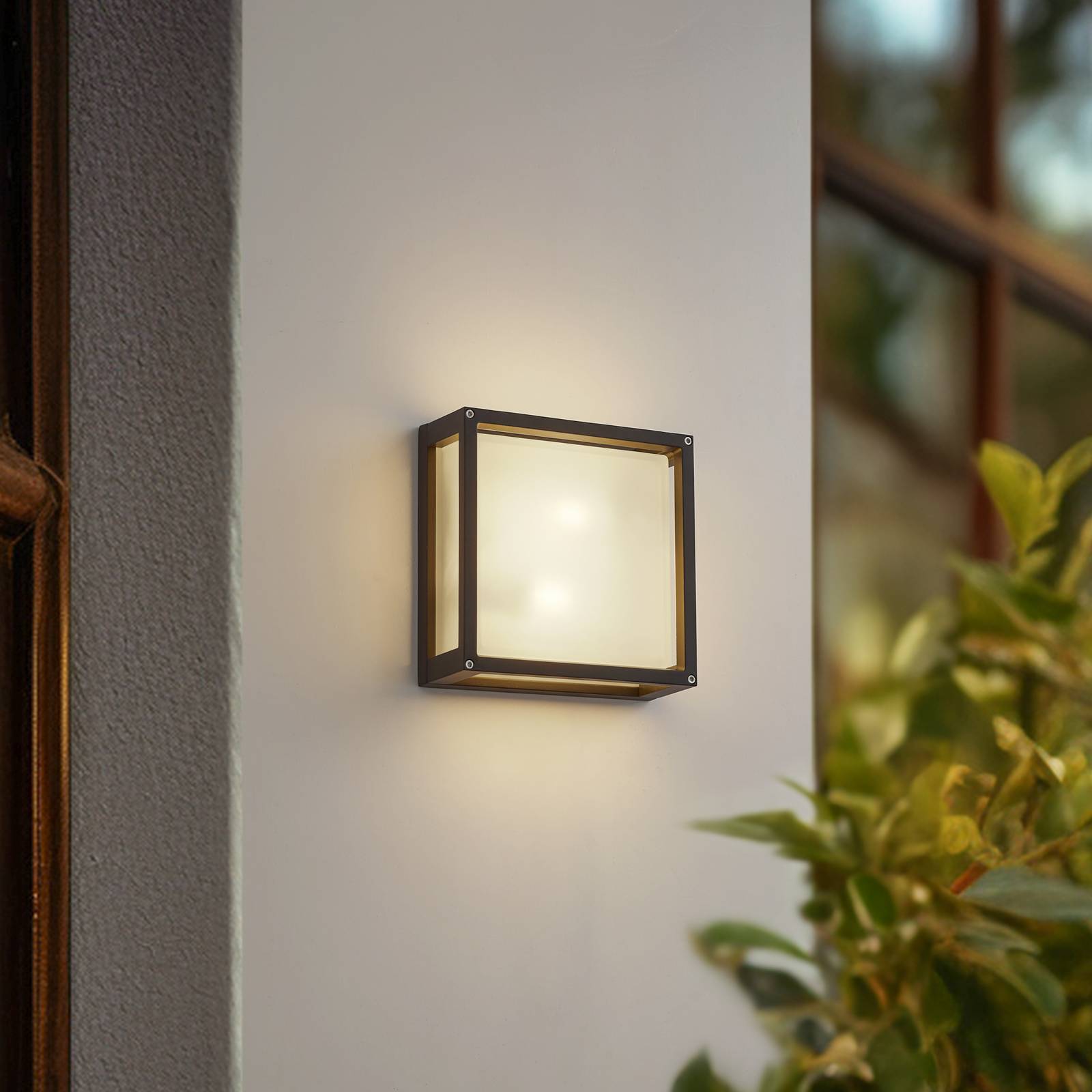 Lucande Außenwandlampe Aurelien, anthrazit, Sensor, 25x25 cm günstig online kaufen