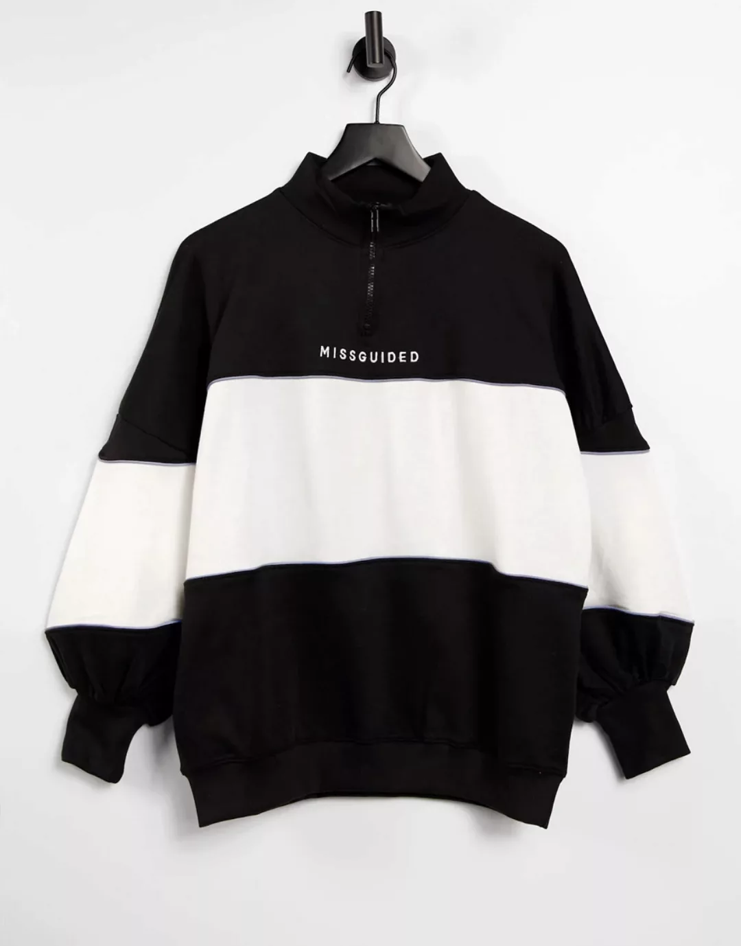 Missguided – Oversize-Sweatshirt mit Reißverschluss und Farbblock-Design-Me günstig online kaufen