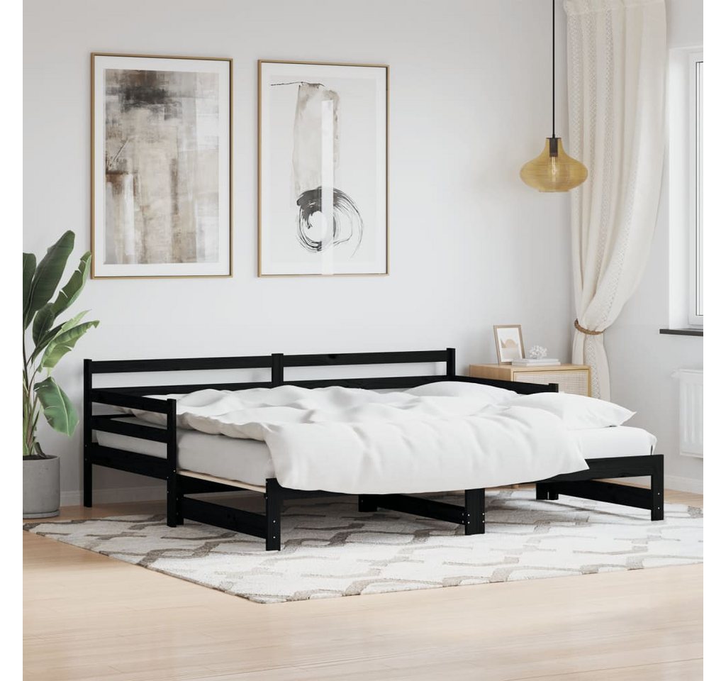 vidaXL Gästebett Tagesbett Ausziehbar Schwarz 90x200 cm Massivholz Kiefer G günstig online kaufen