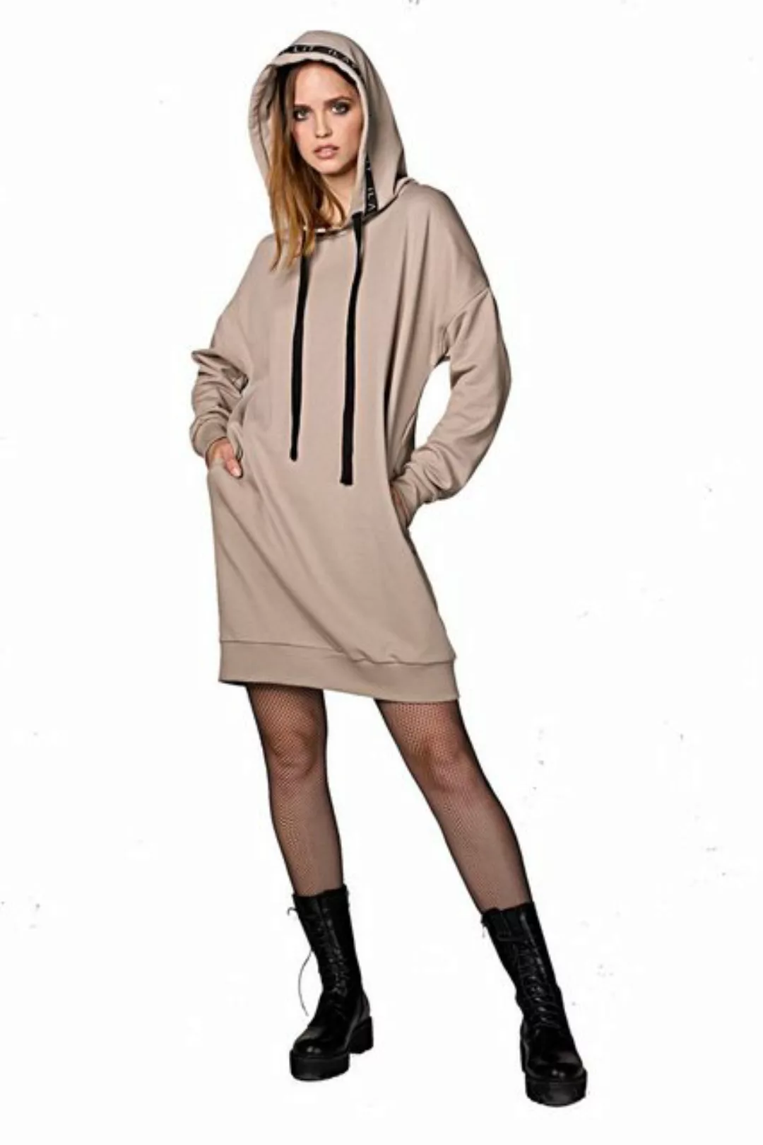 ILAY Lit Kapuzenshirt Mona Midikleid mit Kapuze, Taupe günstig online kaufen