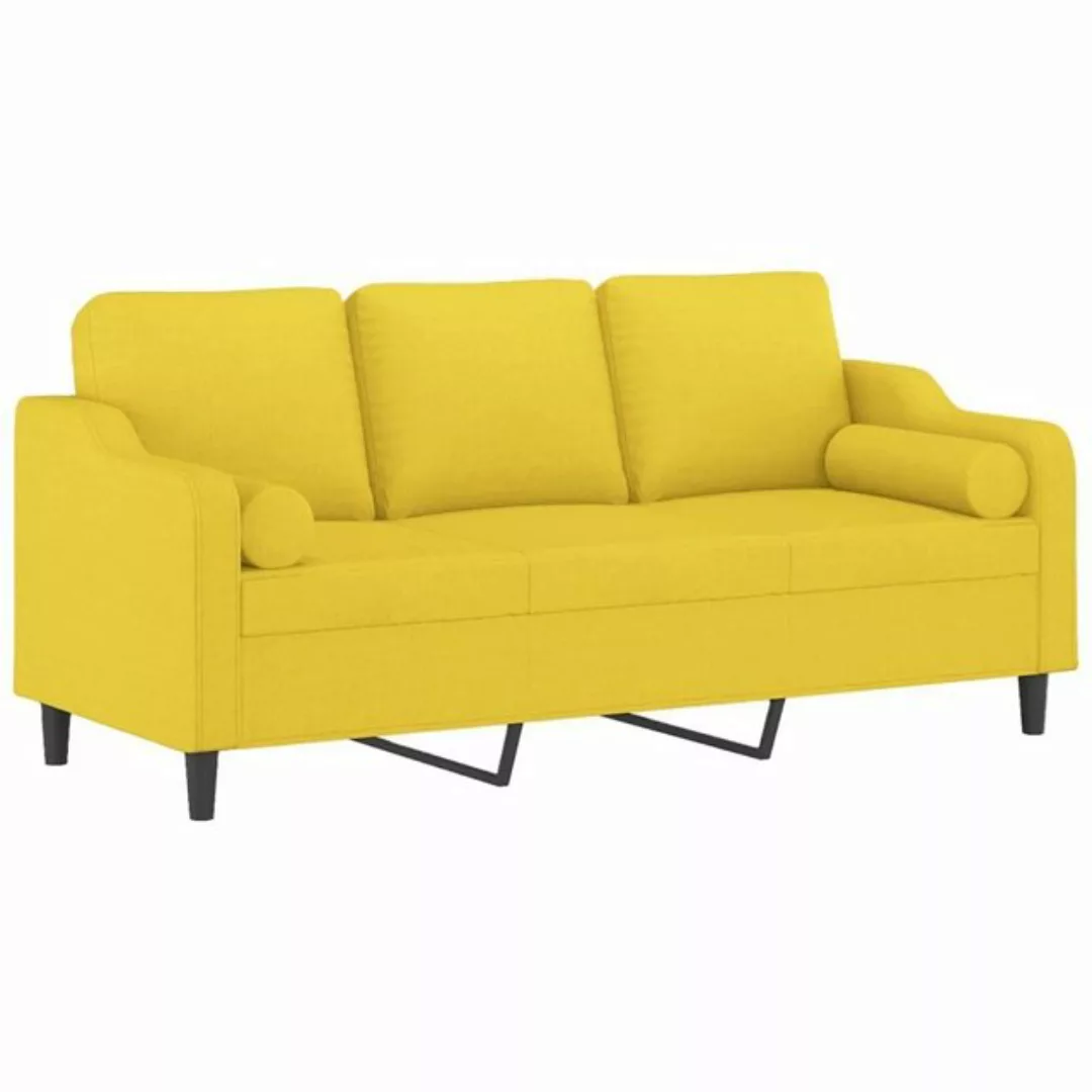 vidaXL Sofa 3-Sitzer-Sofa mit Zierkissen Hellgelb 180 cm Stoff günstig online kaufen