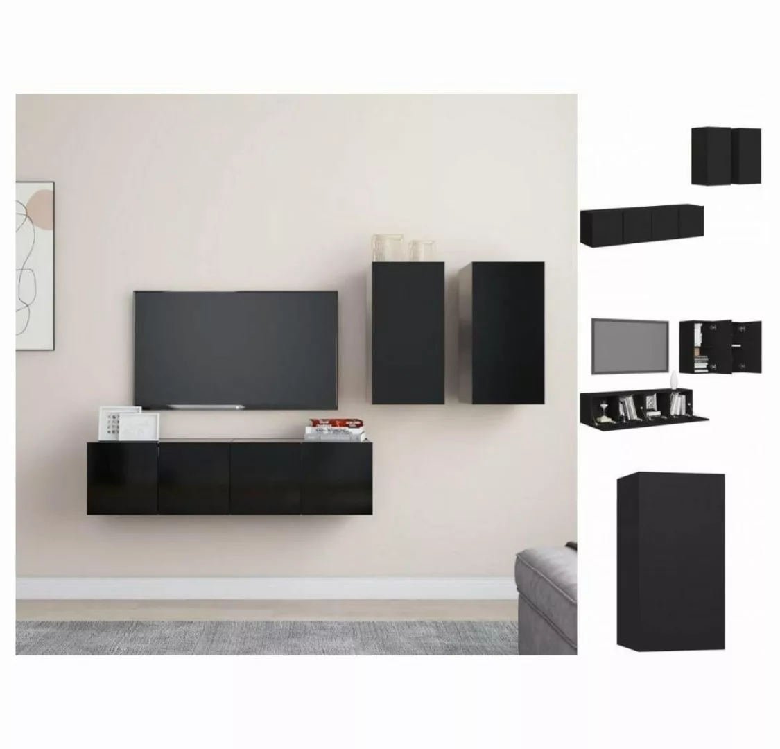 vidaXL TV-Schrank 4-tlg TV-Schrank-Set Schwarz Spanplatte günstig online kaufen