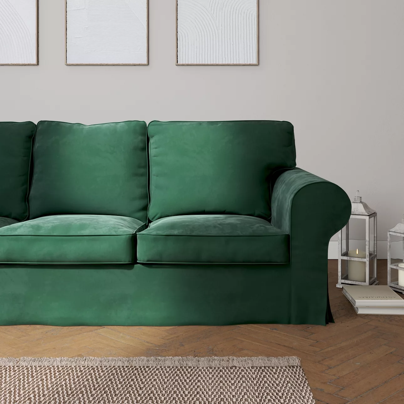 Bezug für Ektorp 3-Sitzer Schlafsofa, ALTES Modell, dunkelgrün, Sofahusse E günstig online kaufen