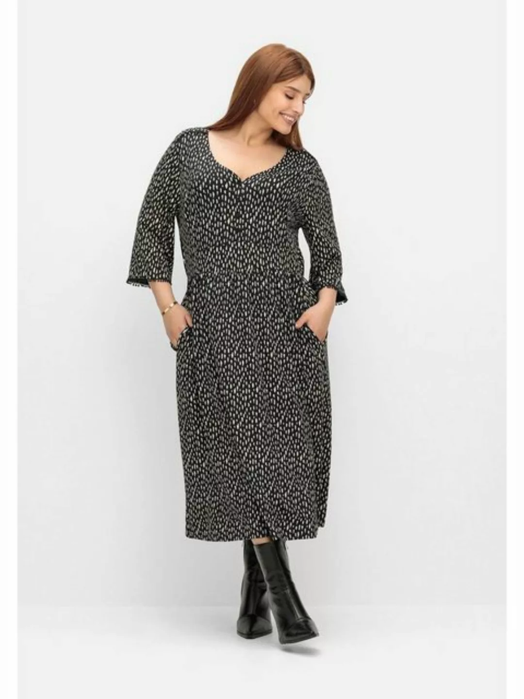 Sheego Jerseykleid Große Größen in Petite Passform, mit Allovermuster günstig online kaufen