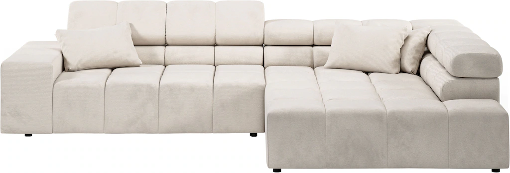 INOSIGN Ecksofa Ancona incl. Kopfteilverstellung, Zierkissen Breite 319cm, günstig online kaufen