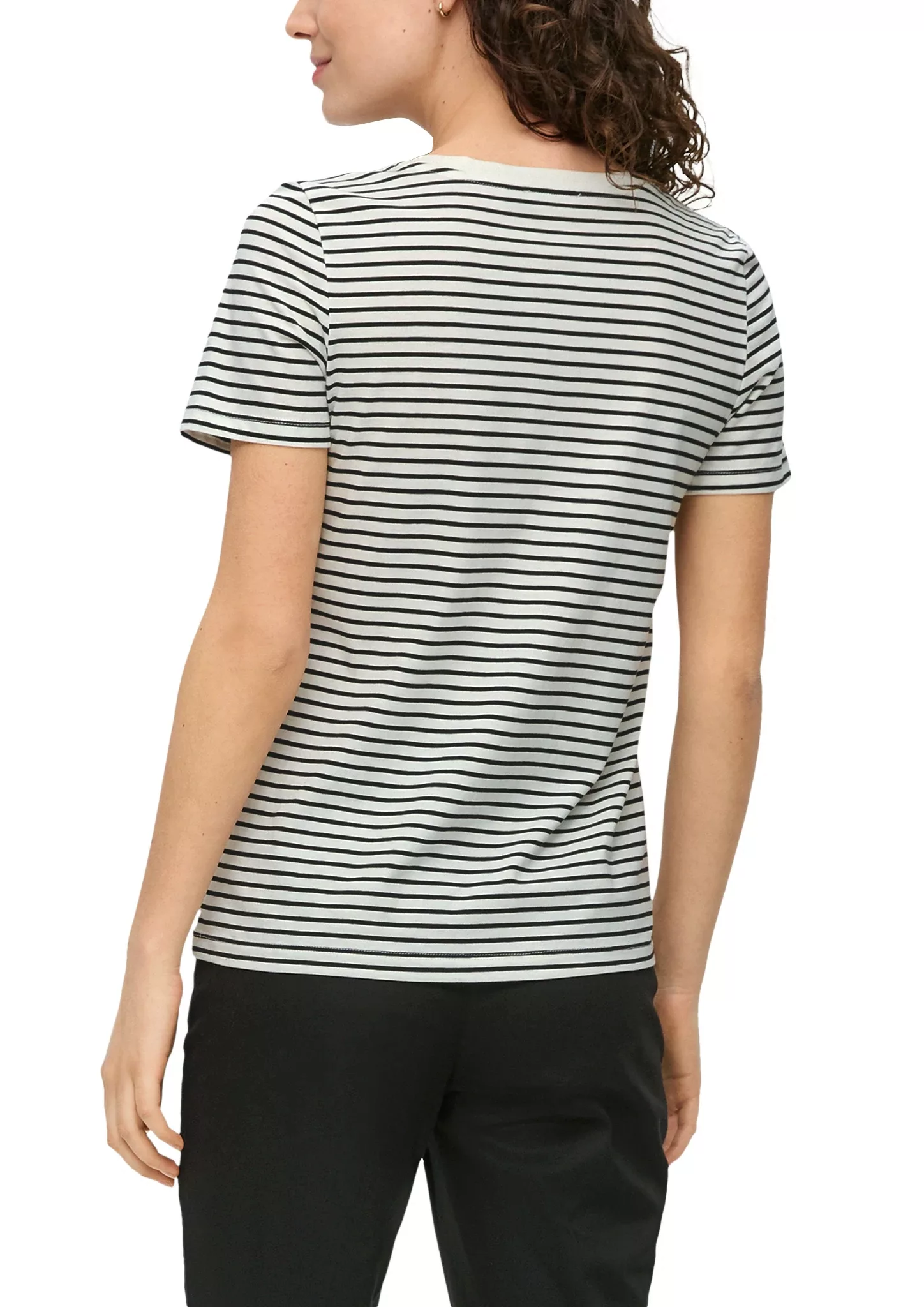 s.Oliver T-Shirt mit Streifen und V-Ausschnitt günstig online kaufen
