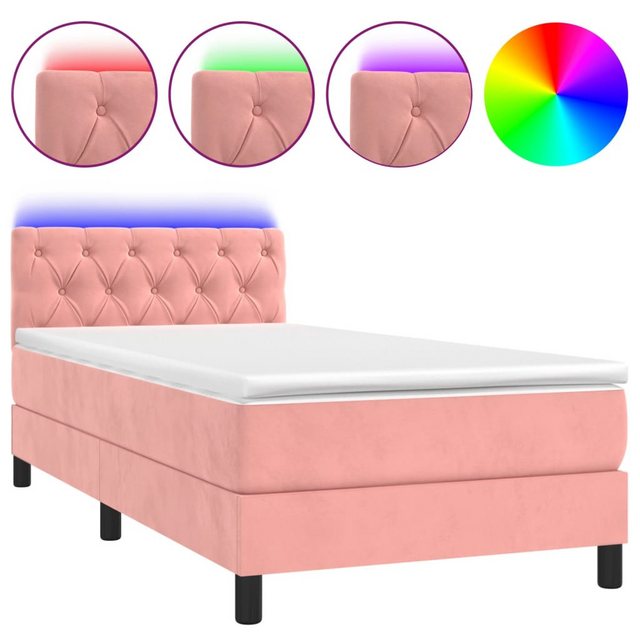 vidaXL Boxspringbett Bett Boxspringbett mit Matratze & LED Samt (80 x 200 c günstig online kaufen