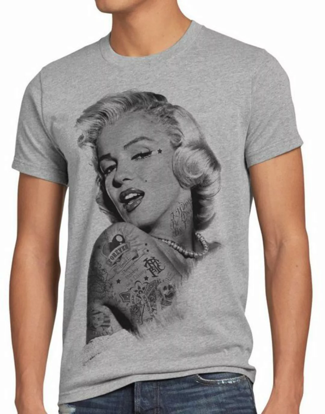 style3 Print-Shirt Herren T-Shirt Tattoo Marilyn inked rock punk star maryl günstig online kaufen