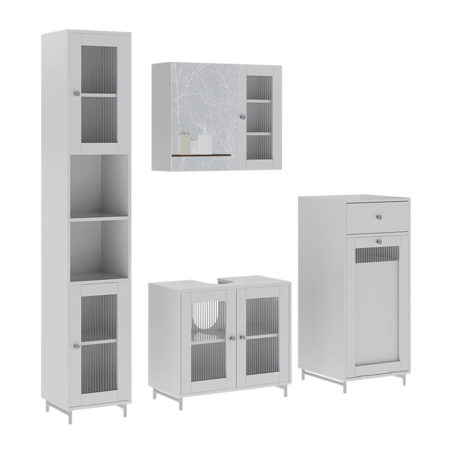 Vicco Badmöbel-Set Malte Weiß 4 Teile günstig online kaufen