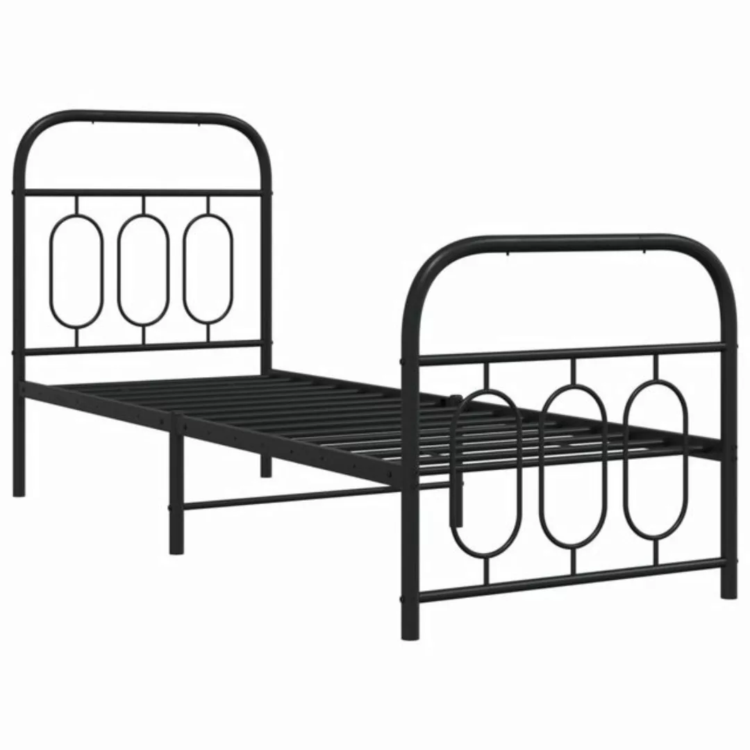 vidaXL Bett Bettgestell mit Kopf- und Fußteil Metall Weiß 75x190 cm günstig online kaufen