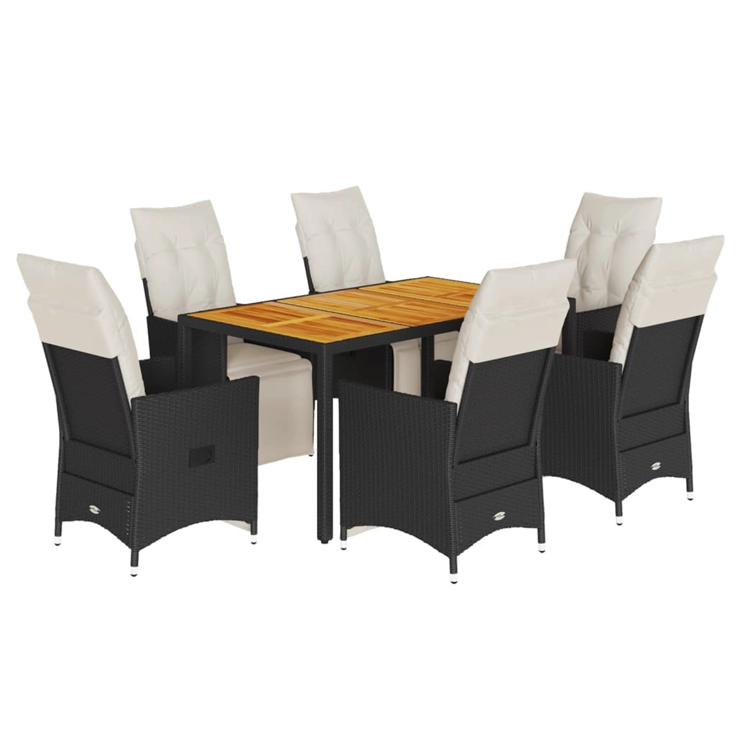 vidaXL 7-Tlg Garten-Essgruppe mit Kissen Schwarz Poly Rattan 3276858 günstig online kaufen