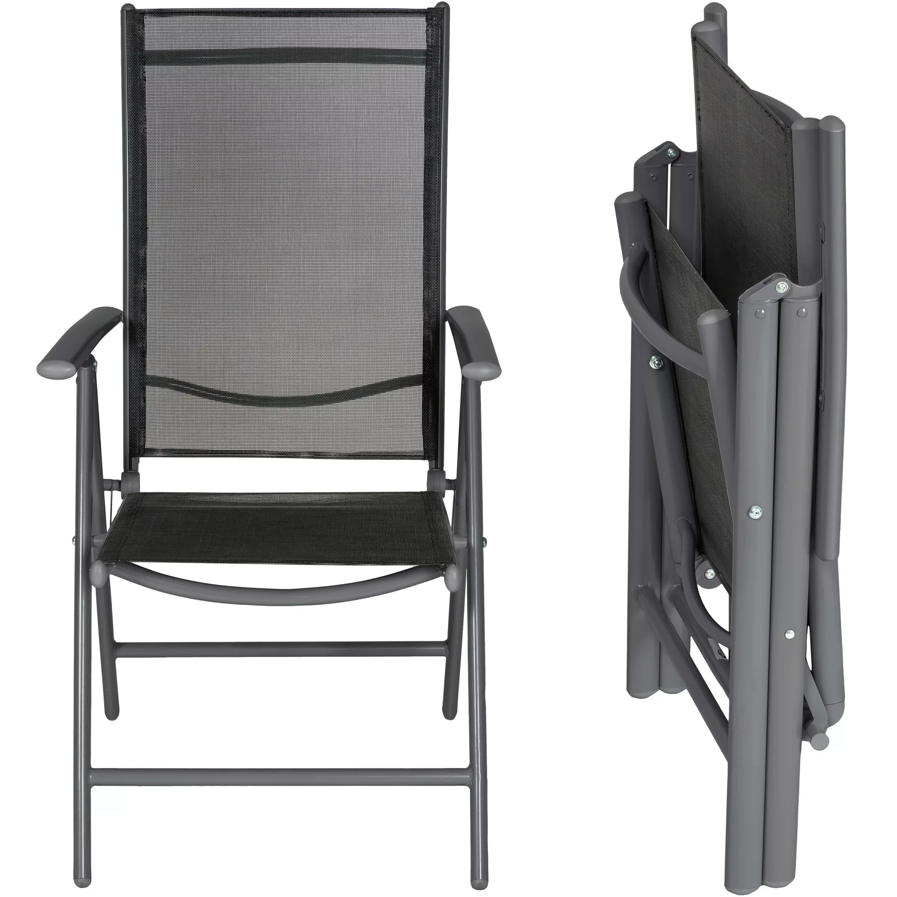 2 Aluminium Gartenstühle klappbar - schwarz/anthrazit günstig online kaufen