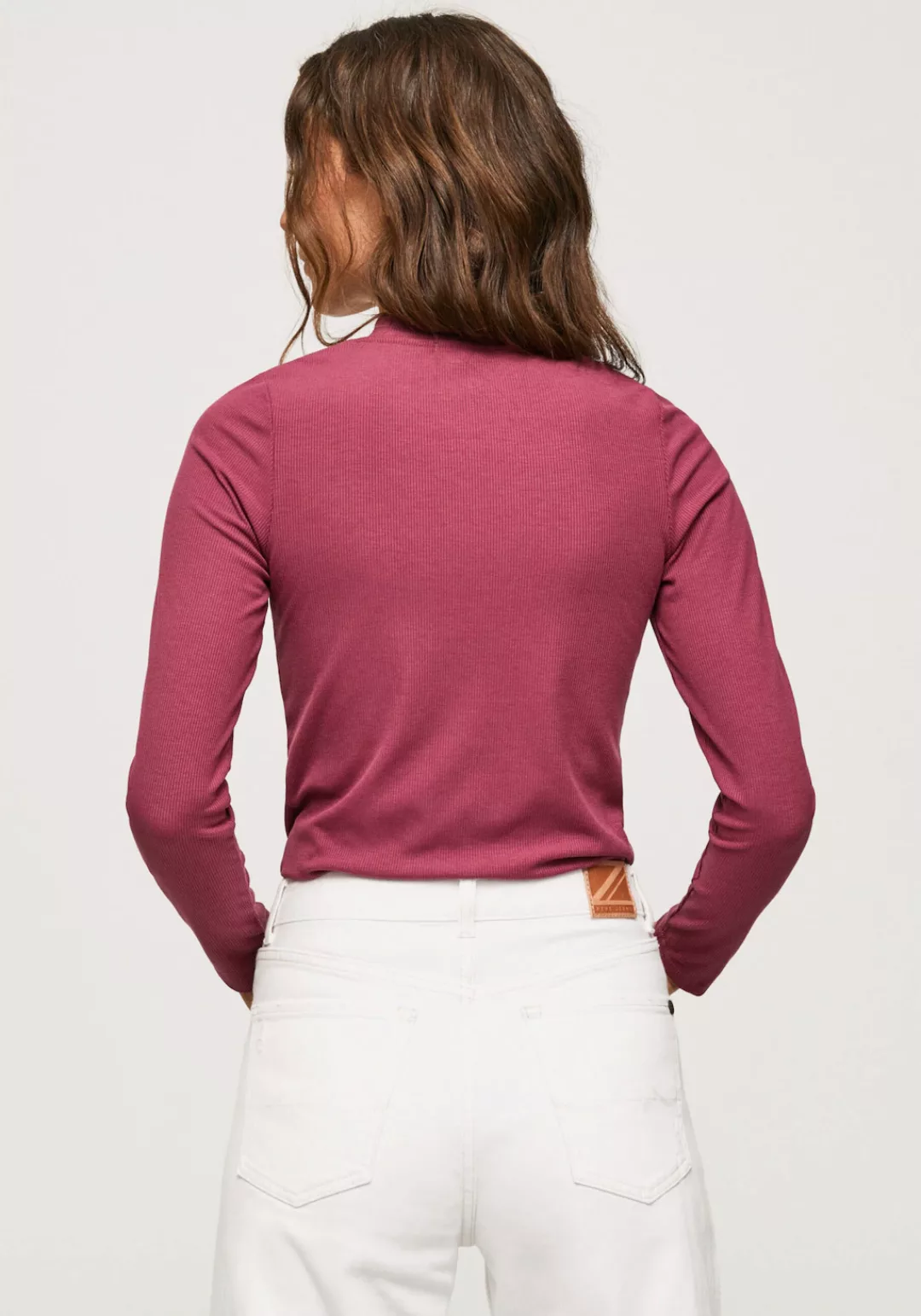 Pepe Jeans Langarmshirt mit Stehkragen, in feiner Rippstruktur günstig online kaufen
