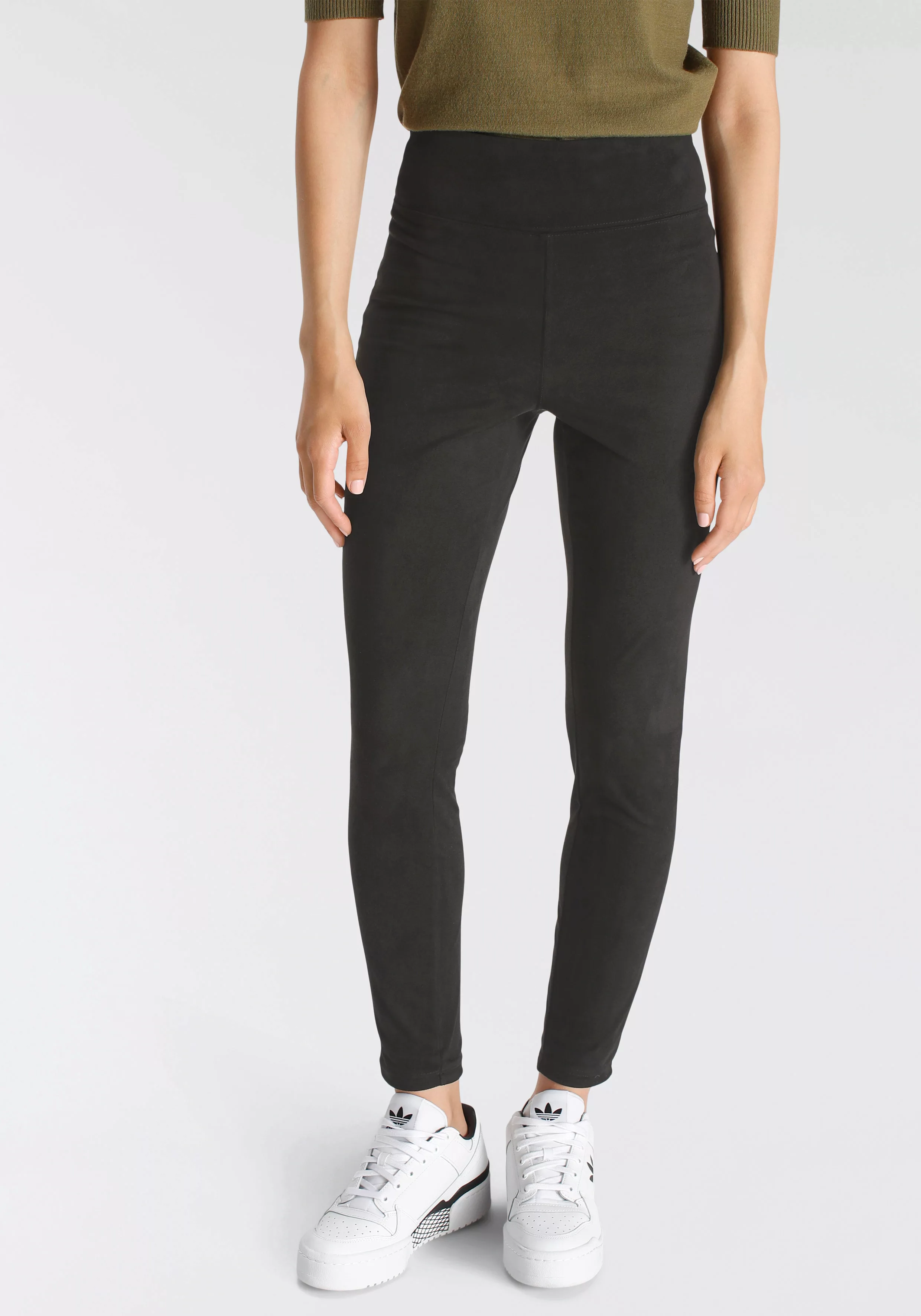 AJC Highwaist Leggings, in Velourleder-Optik günstig online kaufen