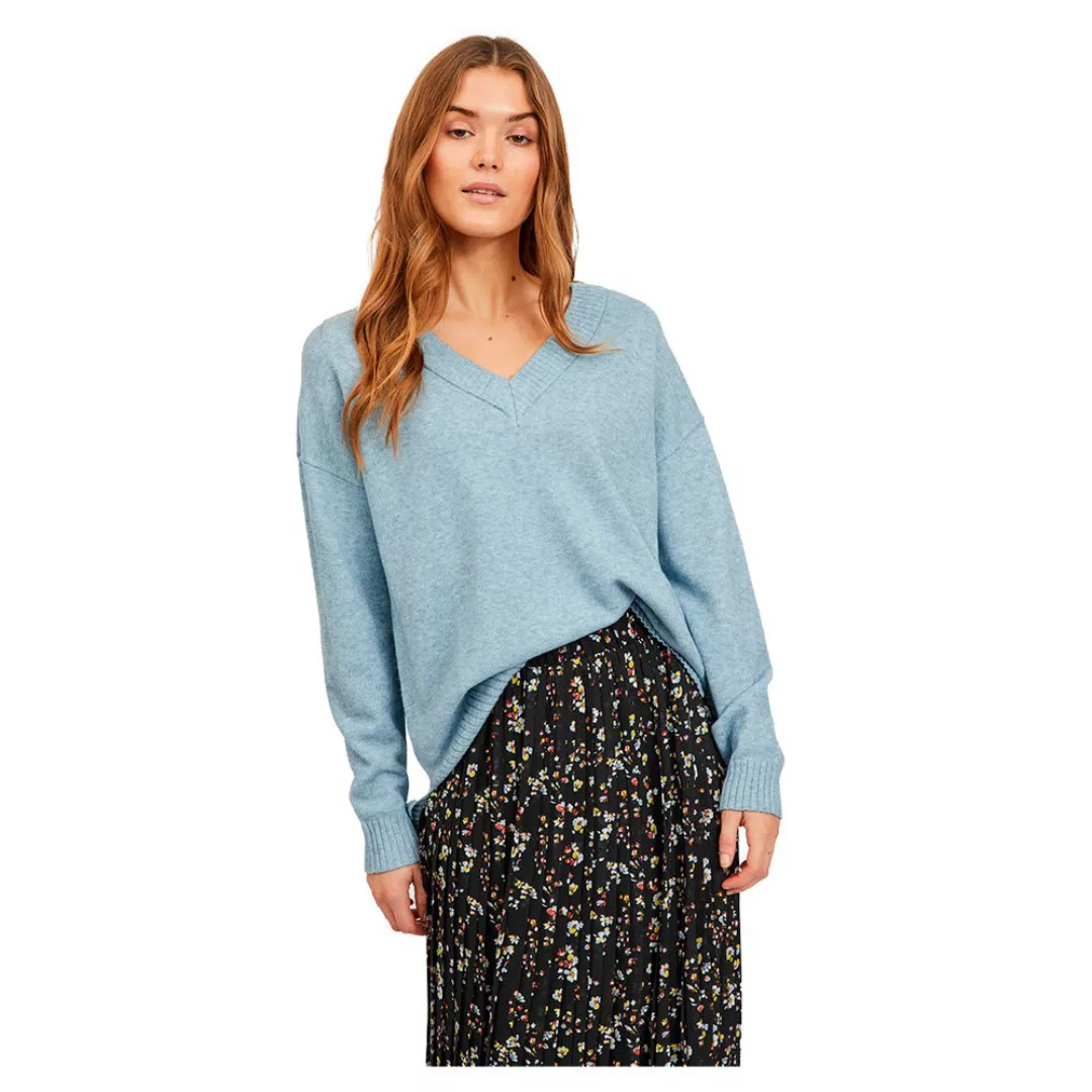 Vila Ril Langärmliger Oversize Pullover Mit V-ausschnitt M Ashley Blue / De günstig online kaufen