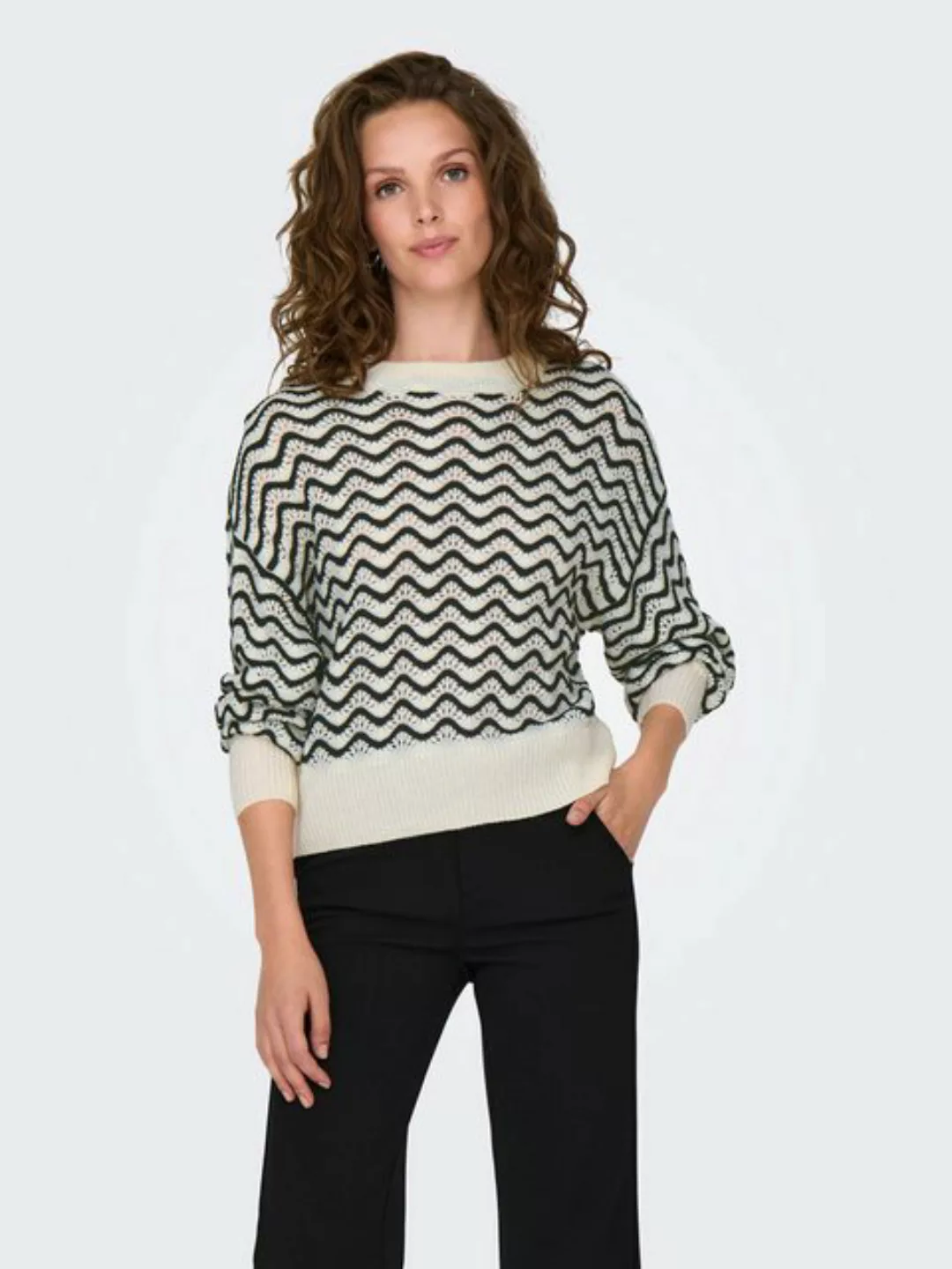 JACQUELINE de YONG Strickpullover Struktur Strickpullover Wellen Streifen M günstig online kaufen