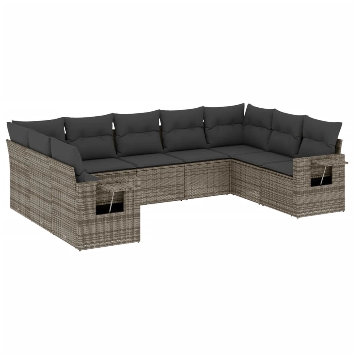 vidaXL 9-Tlg Garten-Sofagarnitur mit Kissen Grau Poly Rattan 3220599 günstig online kaufen