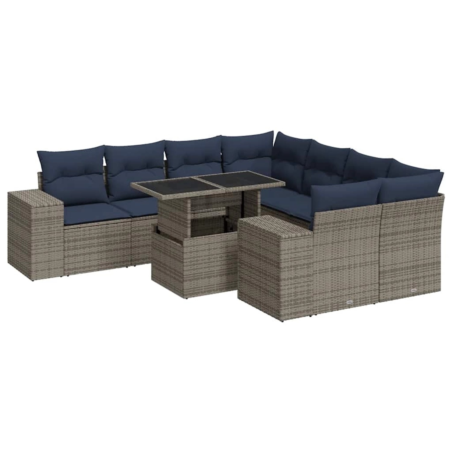 vidaXL 9-Tlg Garten-Sofagarnitur mit Kissen Grau Poly Rattan Akazie 3326772 günstig online kaufen