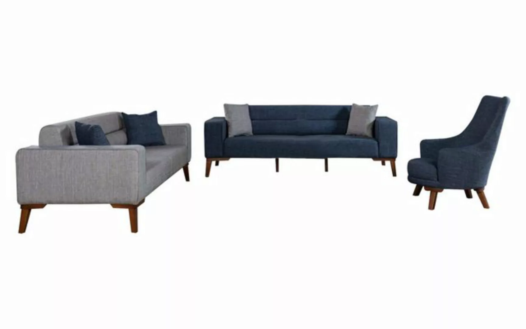 JVmoebel Sofa Grau-Blaue Sofagarnitur Moderne Garnitur 331 Sitz Textil Garn günstig online kaufen