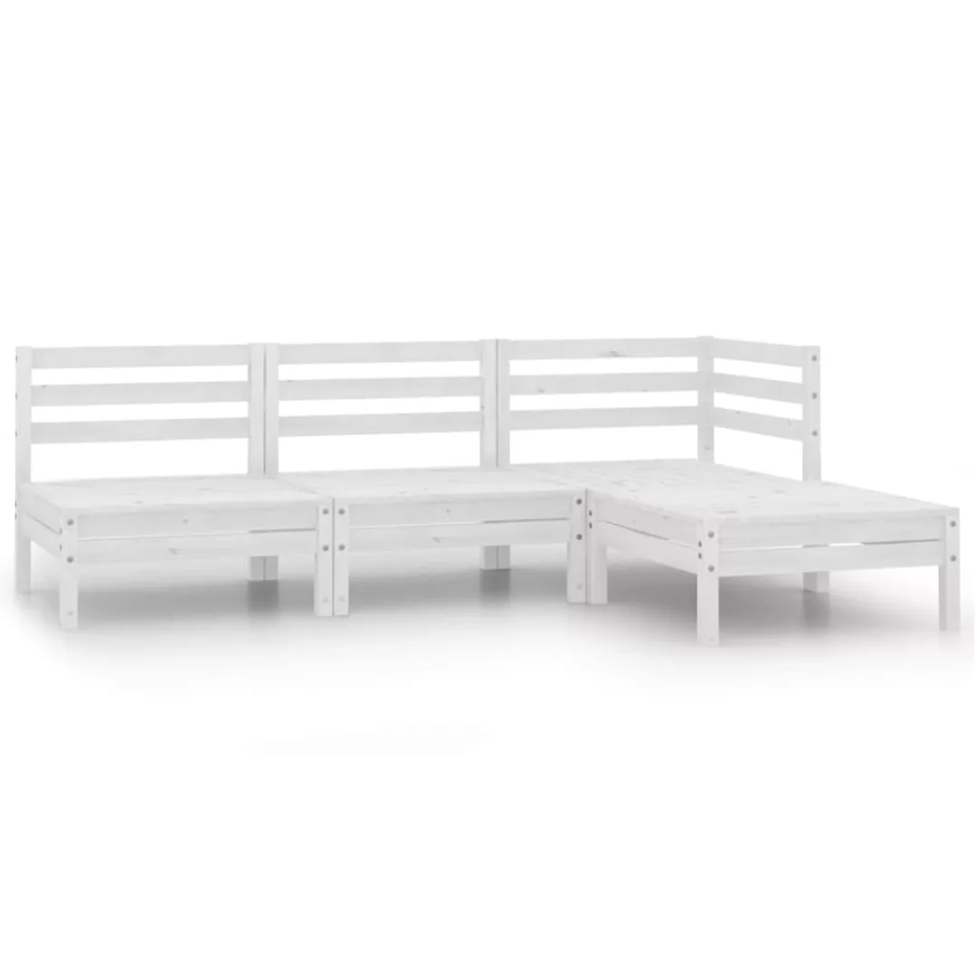 4-tlg. Garten-lounge-set Massivholz Kiefer Weiß günstig online kaufen