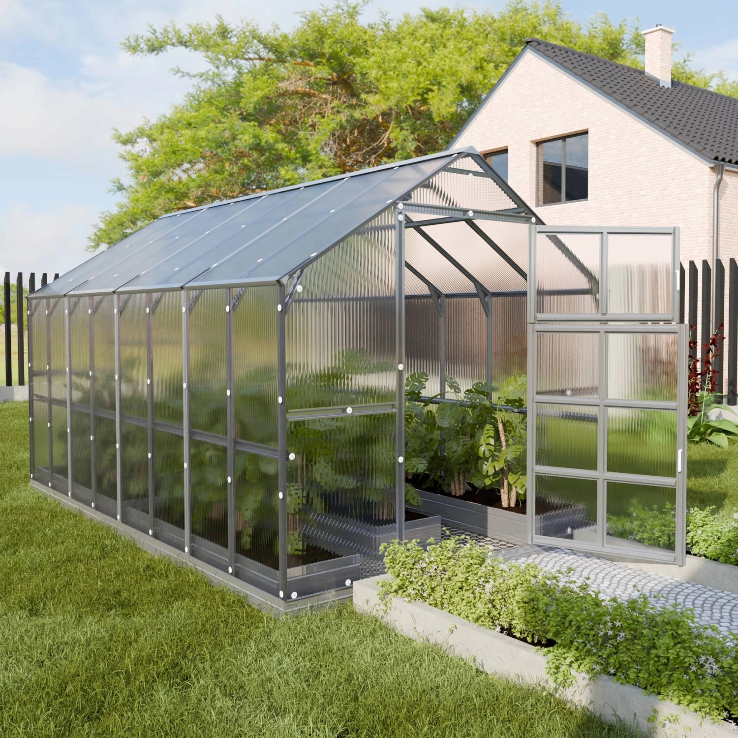 Klasika Greenhouses House KLASIKA Gewächshaus 9.64m², 2.35m x 4.12m mit 6 m günstig online kaufen