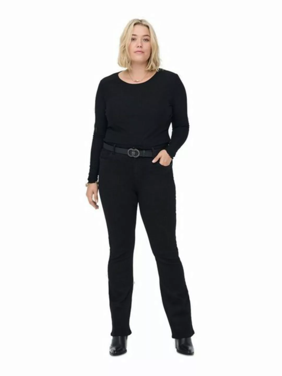 Carmakoma by Only Damen Jeans CARSALLY - Flared Fit - Schwarz - Black - Plu günstig online kaufen