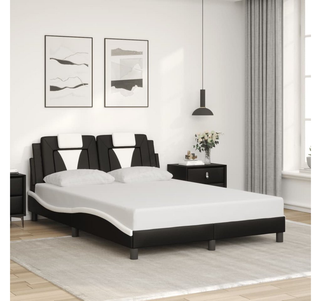 vidaXL Bett Bettgestell mit Kopfteil Schwarz und Weiß 140x190 cm Kunstleder günstig online kaufen