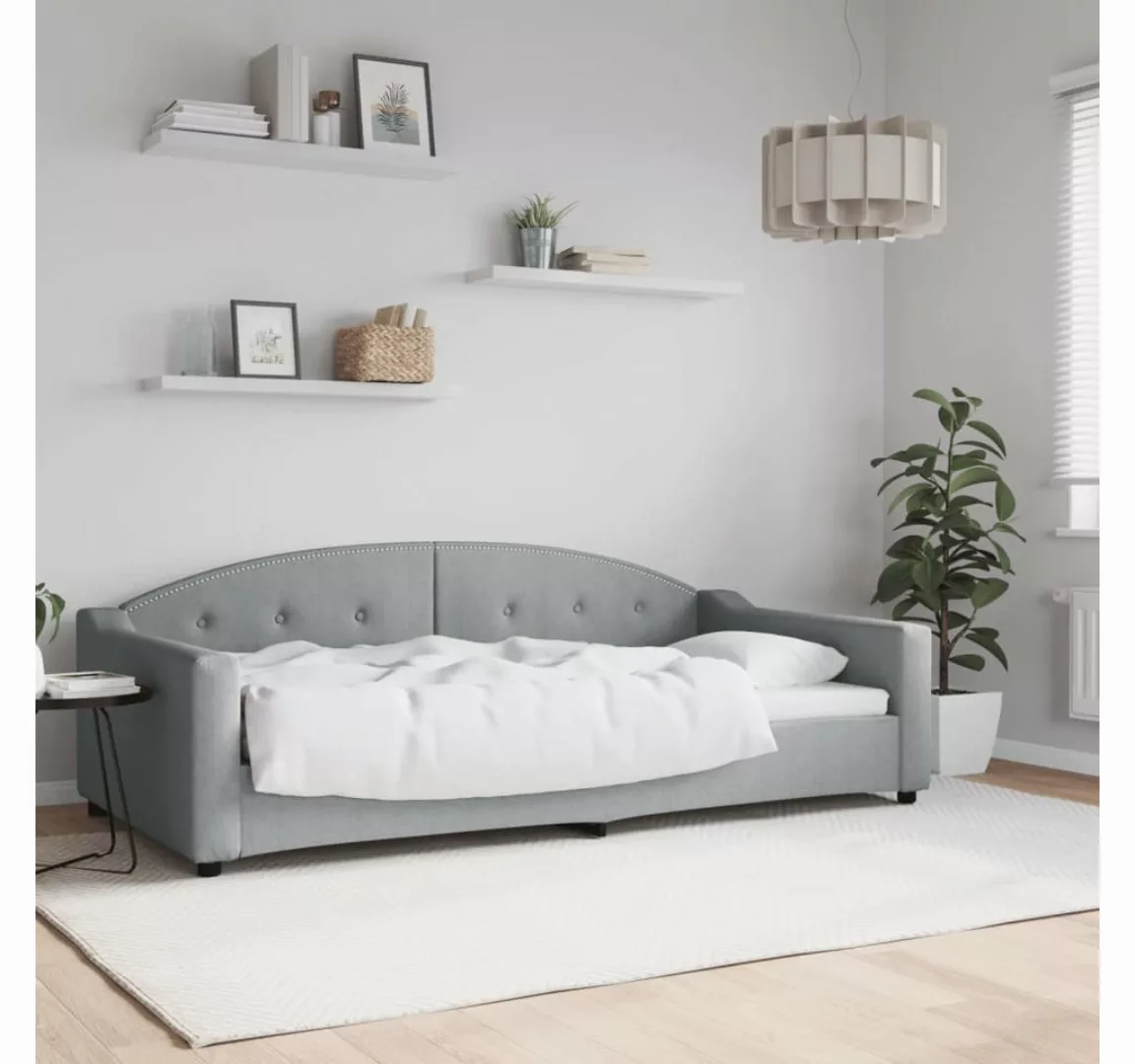 vidaXL Bett, Tagesbett Hellgrau 100x200 cm Stoff günstig online kaufen