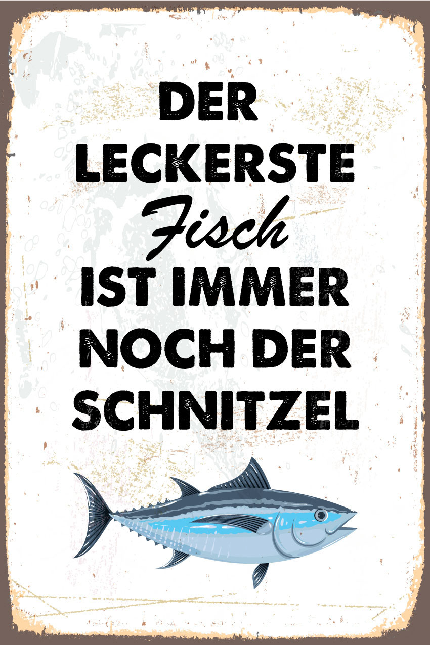 queence Metallbild "Schnitzelfisch", Schriftzüge-Schriftzug-Sprüche-Sprüche günstig online kaufen