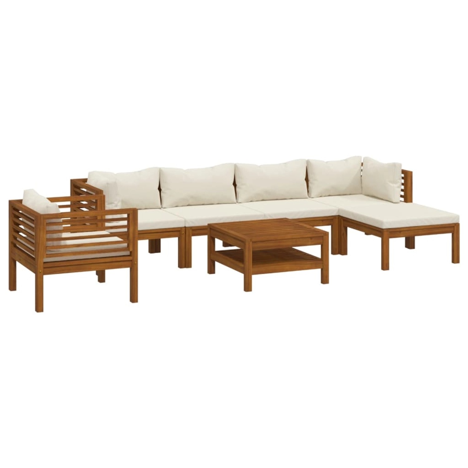 vidaXL 7-tlg Garten-Lounge-Set mit Creme Kissen Massivholz Akazie Modell 2 günstig online kaufen