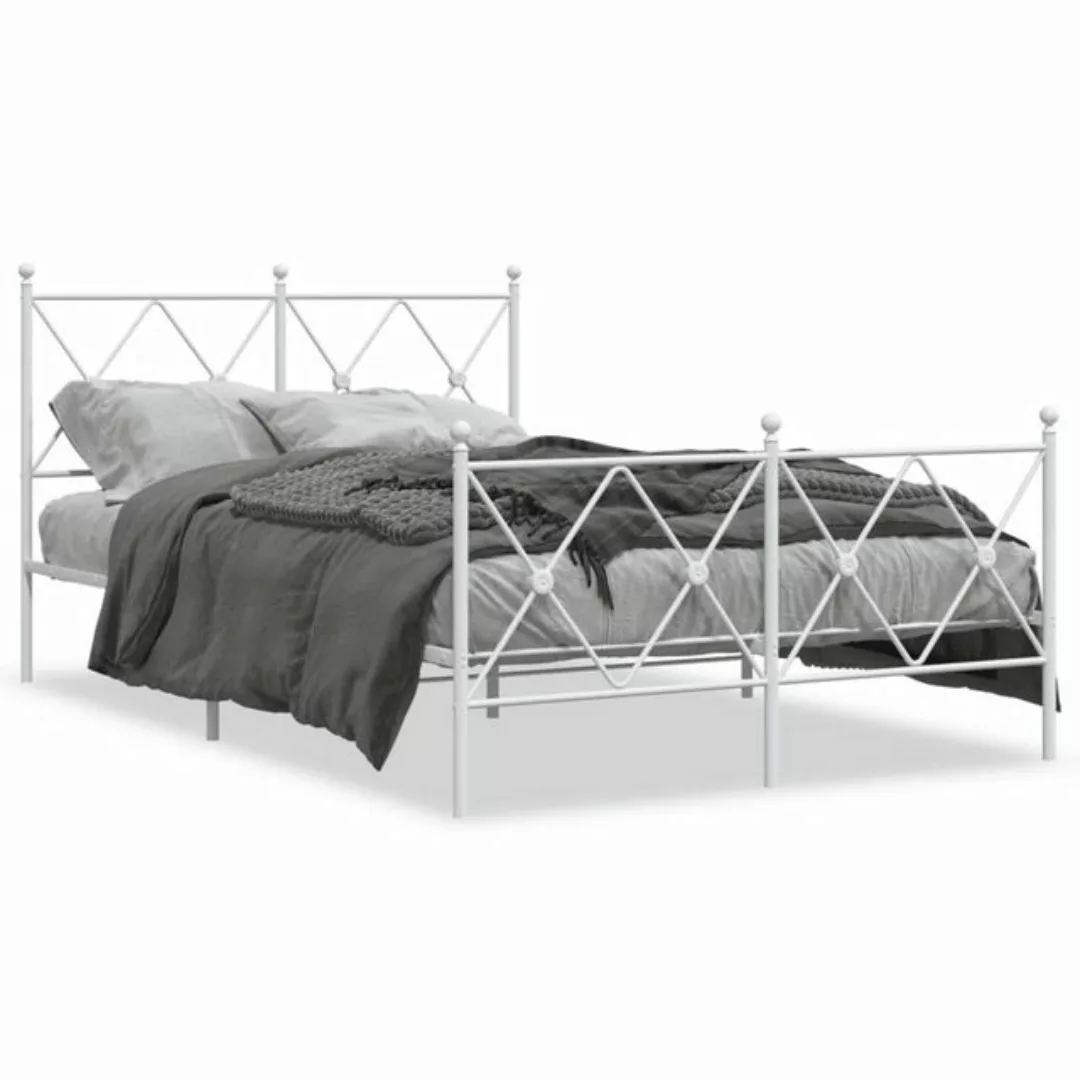 vidaXL Bett Bettgestell mit Kopf- und Fußteil Metall Weiß 120x200 cm günstig online kaufen