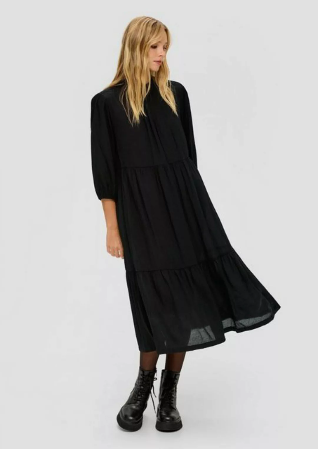 QS Minikleid Kleid aus Viskosemix Raffung günstig online kaufen