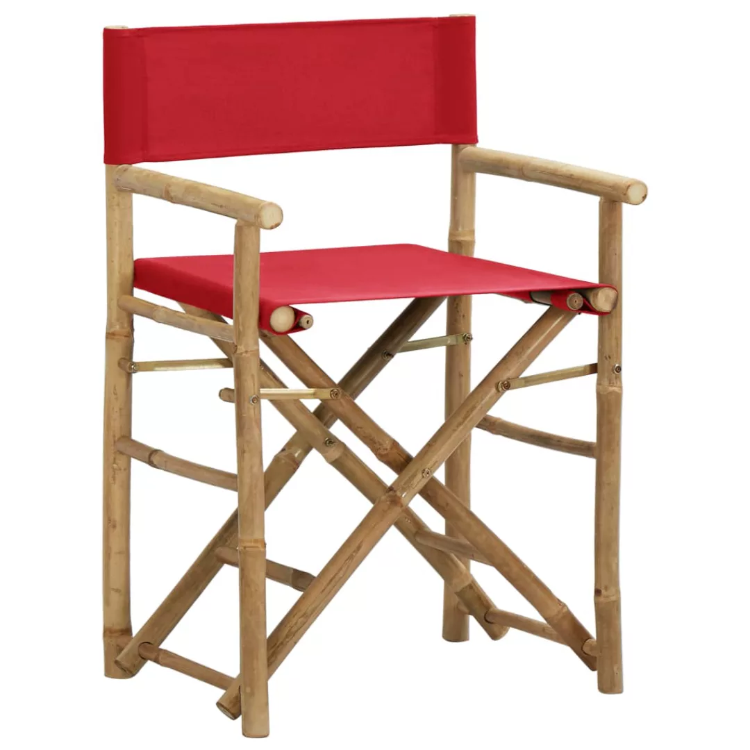 Klappbare Regiestühle 2 Stk. Rot Bambus Und Stoff günstig online kaufen