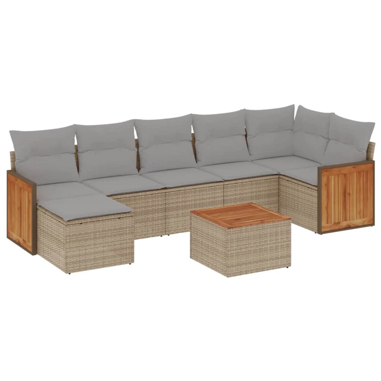 vidaXL 8-Tlg Garten-Sofagarnitur mit Kissen Beige Poly Rattan 3227879 günstig online kaufen