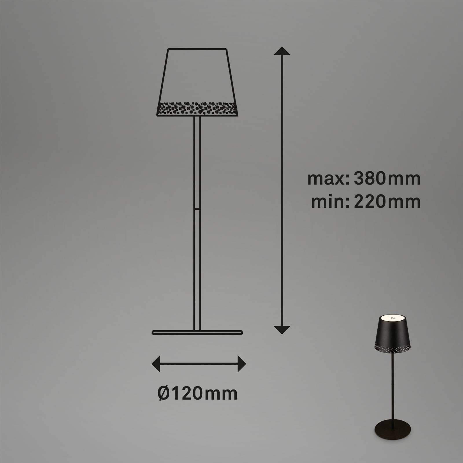LED-Tischleuchte Kiki mit Akku 3.000K, schwarz günstig online kaufen