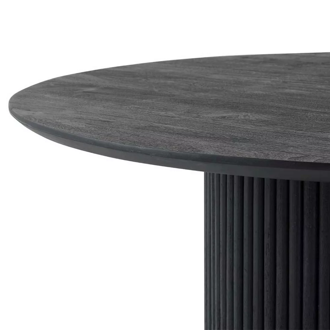 Schwarzer Tisch aus Akazie Massivholz runder Tischplatte günstig online kaufen